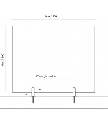 Pince à verre ht.250 en inox pour garde corps de terrasse et piscine.